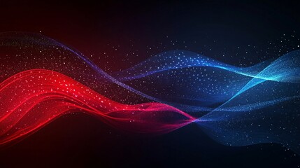 Wall Mural - abstract wave patterns in vibrant red and blue hues, creating a dynamic and energetic atmosphere.