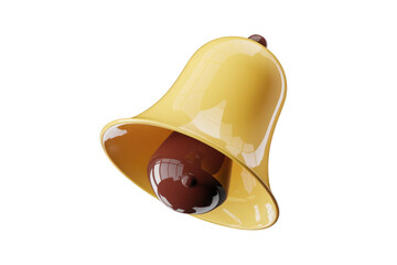 Leinwandbilder - A 3D render of a yellow bell with a brown clapper, a playful and modern design. background removed
