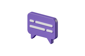 Aufkleber - Purple 3D isometric chat bubble with white text lines, communication concept. background removed