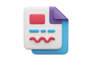 Aufkleber - A 3D rendered icon depicting a document with colorful elements, representing creativity and design. background removed