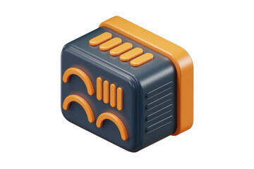 Aufkleber - 3D render of a dark-blue and orange device with abstract symbols, possibly representing audio waves or equalizer. background removed