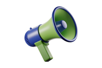 Aufkleber - A 3D render of a vibrant green and blue megaphone, ideal for announcements or promotions. background removed