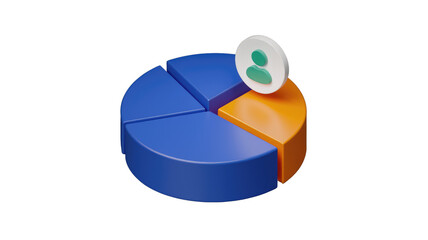 Fototapete - 3D rendered pie chart showing user data segmentation, highlighting individual contribution. background removed