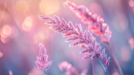 Poster - Delicate Pink Grass Blossoms in Soft Light