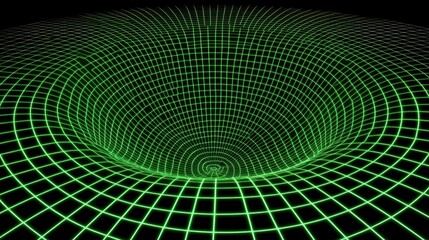 Wall Mural - abstract green grid forming a vortex.