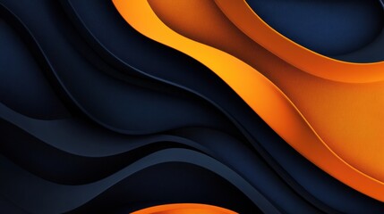 Leinwandbilder - Abstract glossy waves in rich orange and deep blue colors create a striking visual effect and dynamic sense of motion. Generative AI