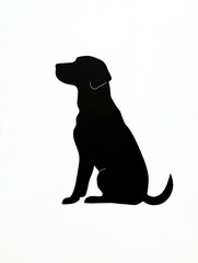 Black silhouette of a sitting dog on white background