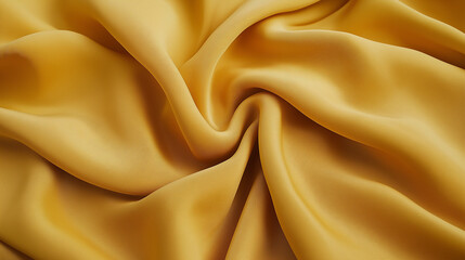 smooth elegant wavy deep yellow  silk cloth fabric material texture. silk satin Shiny smooth fabric. Soft folds. Luxury background