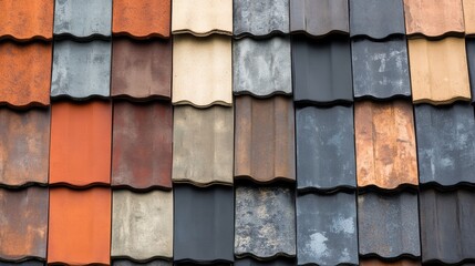 Leinwandbilder - Variety of roof coverings showcased in a detailed collage displaying texture and color options for building design. Generative AI