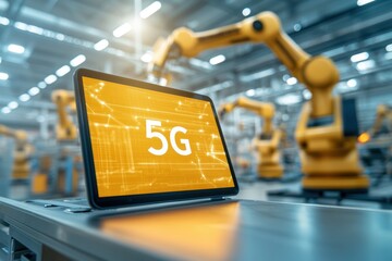 5G connectivity network latency concept. A laptop displaying 