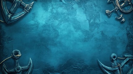 Poster - Nautical map background featuring anchors with ample copy space for creative text or designs. Generative AI