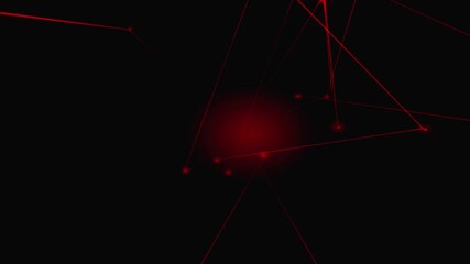 Leinwandbilder - Abstract animation of brightly colored light lines and dots connecting and intersecting in dark space, digital networking data management 