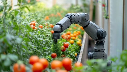 Poster - A vision of automated farming, where robots plant, irrigate, and harvest crops efficiently with the help of advanced agricultural technology and AI