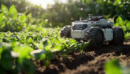 Poster - A vision of automated farming, where robots plant, irrigate, and harvest crops efficiently with the help of advanced agricultural technology and AI