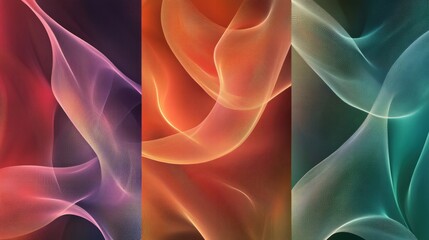 Fototapete - Vibrant abstract fractal patterns with smooth shapes and flowing colors for creative design elements. Generative AI