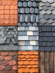 Leinwandbilder - Collage showcasing diverse roof covering samples with various textures and colors for design inspiration. Generative AI