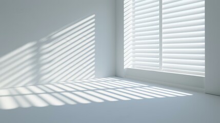 Wall Mural - The light and shadows from the blinds create a serene atmosphere, adding depth and charm to your space.