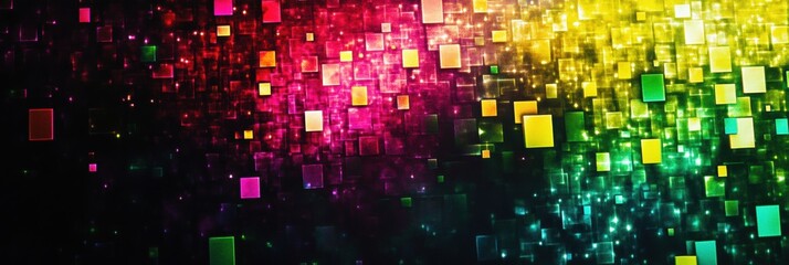 Glowing abstract mosaic with vibrant pixelated elements in bright colors for digital art enthusiasts. Generative AI