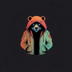 Sticker - Cool Bear in a Hoodie: Gradient Artwork