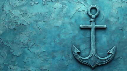 Leinwandbilder - Nautical anchor design with textured surface and ample space for text or captions. Generative AI
