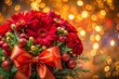 © kittipon - Holiday Red Flower Bouquet Background - Rule of Thirds