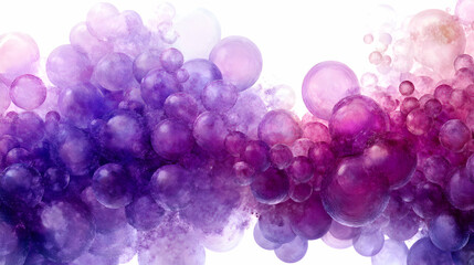 abstract design of vibrant purple clusters over a soft white background with glowing nebula effects 