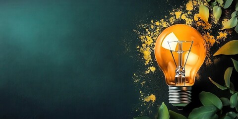 Wall Mural - light bulb for concept new idea concept with innovation and inspiration banner with copy space
