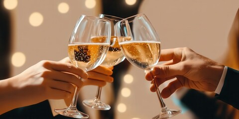 Wall Mural - hands clinking glasses in a toast