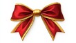 © idharmaian - Red satin ribbon bow with gold trim, isolated on white background. (1)