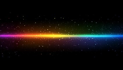 Fototapete - Colorful light streak across dark background with sparkles.