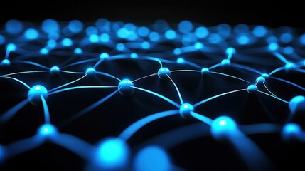 Fototapete - Blue Network Connections Abstract Digital Background Representing Technology, Data Transfer, and Virtual Communication in a Modern Digital World