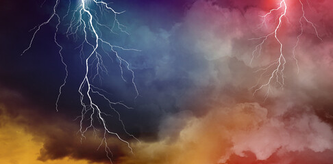 Wall Mural - lightning, thunder cloud dark cloudy sky