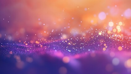 Wall Mural - abstract purple and orange glowing particles background.