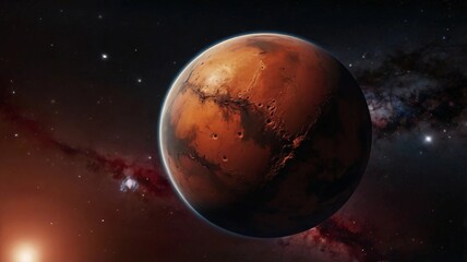 Wall Mural - amazing red planet mars in deep stellar space. journey to mars concept. mars in the starry sky. red 