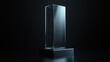 © Sakai - Tall Glass Gallery Podium Case on Black Background with Narrow Design
