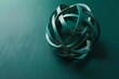 © Petr - Minimalistic abstract torus loop of teal ribbons on dark green background, sleek and modern design