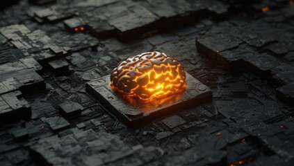 Aufkleber - Glowing brain on a circuit board. (4)