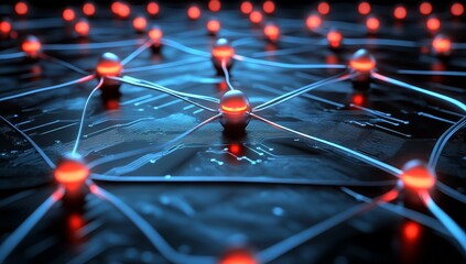 Aufkleber - Network nodes interconnected on circuit board.