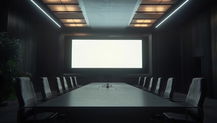 Wall Mural - Modern empty conference room with blank screen.