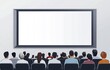 © LouvrianDesign - Vector illustration of people watching a white screen in a cinema hall