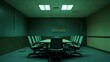 © adri - Empty conference room at night, green lighting. (1)
