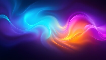 Aufkleber - Abstract gradient background. Ultraviolet glow on a dark abstract background. 3d rendering abstract background of colorful neon wavy lines glowing in the dark modern simple wallpaper design