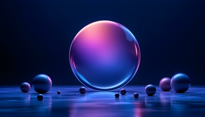 Fototapete - Abstract modern gradient soft light blue background with a geometric circle pattern for graphic business hitech technology digital design. Modern abstract geometric bubbles background