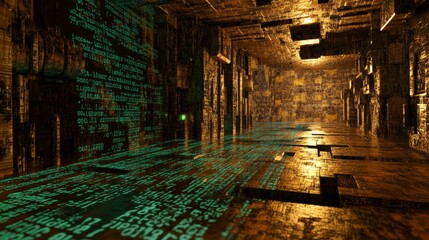 OOP is presented in the form of binary code 3d illustration