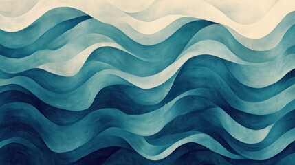 Poster - Abstract Blue Waves Painting