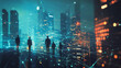 © Teeraphon - abstract professional business team people innovation connection of line from nail node to node on Smart Innovation city with connection cyber security network reciprocity , networking concept