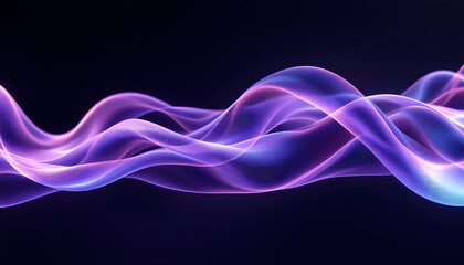 Aufkleber - Abstract fluid holographic iridescent purple curved wave in dark background 3d render. Gradient design element for backgrounds, and wallpapers. Abstract dark holographic iridescent neon background