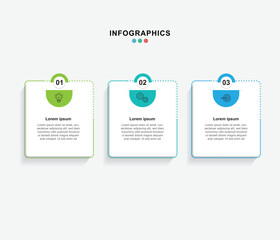 Fototapete - Business infographic template. 3 Step timeline journey. Process diagram, 3 options on white background