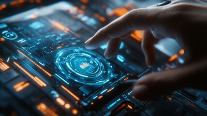 Hand Interacting With Futuristic Technology Interface