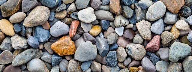 Poster - Colorful smooth river rocks background texture.